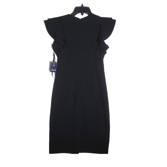 ⭐Chaps Size 4 Women' Dress Flutter Sleeve Sheath Basic Formal office black Dress - Picture 2 of 9